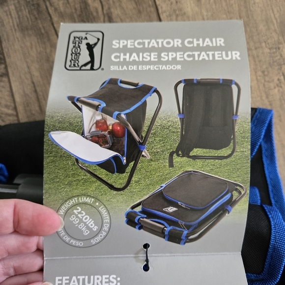 PGA Tour Spectator Black/Blue Folding Chairs With Backpack Cooler,new With Tags - Picture 2 of 15
